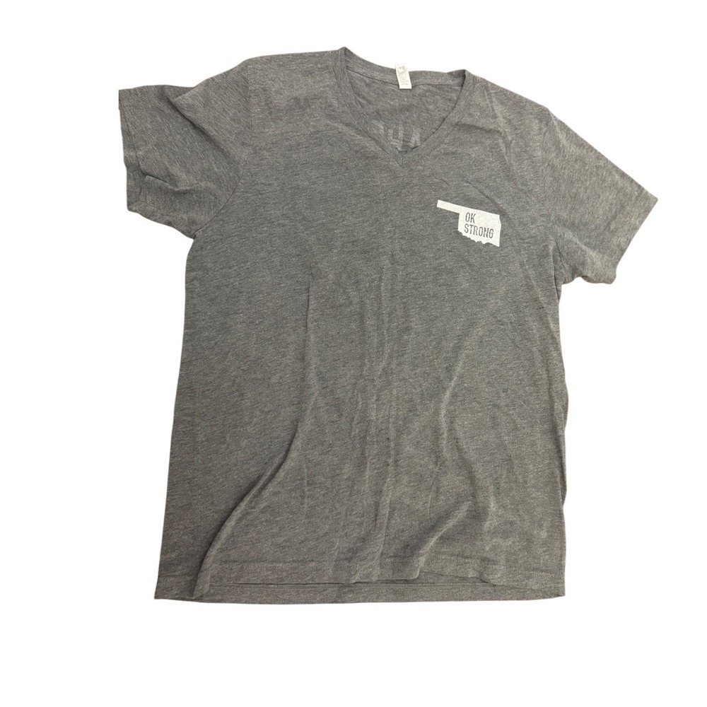 Bella‎ Canvas OK Strong Oklahoma Graphic Tee Shirt V Neck Grey women's M